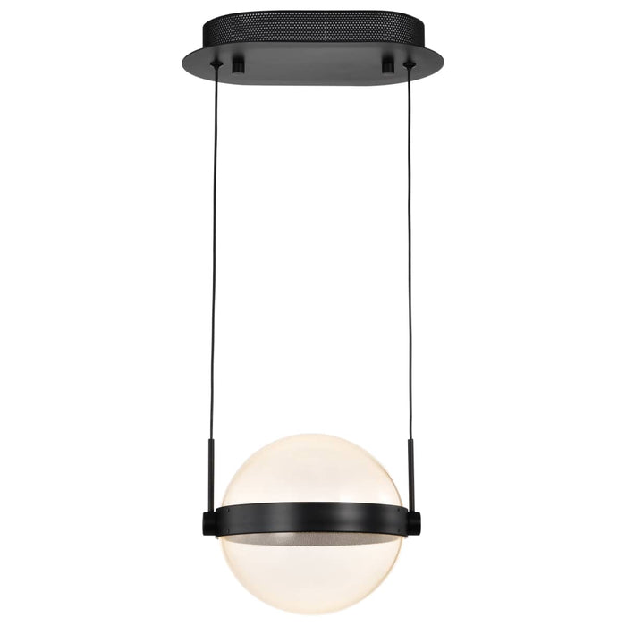 Pendant Nuvo 62-2031 Arvada - 8 Inch LED Pendant - Matte Black - Silk Screened Acrylic Lens Nuvo