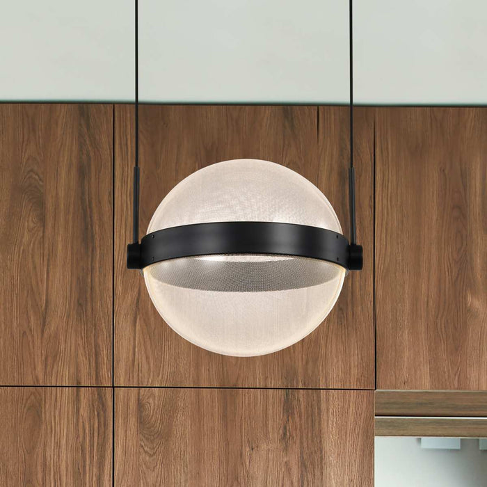 Pendant Nuvo 62-2031 Arvada - 8 Inch LED Pendant - Matte Black - Silk Screened Acrylic Lens Nuvo