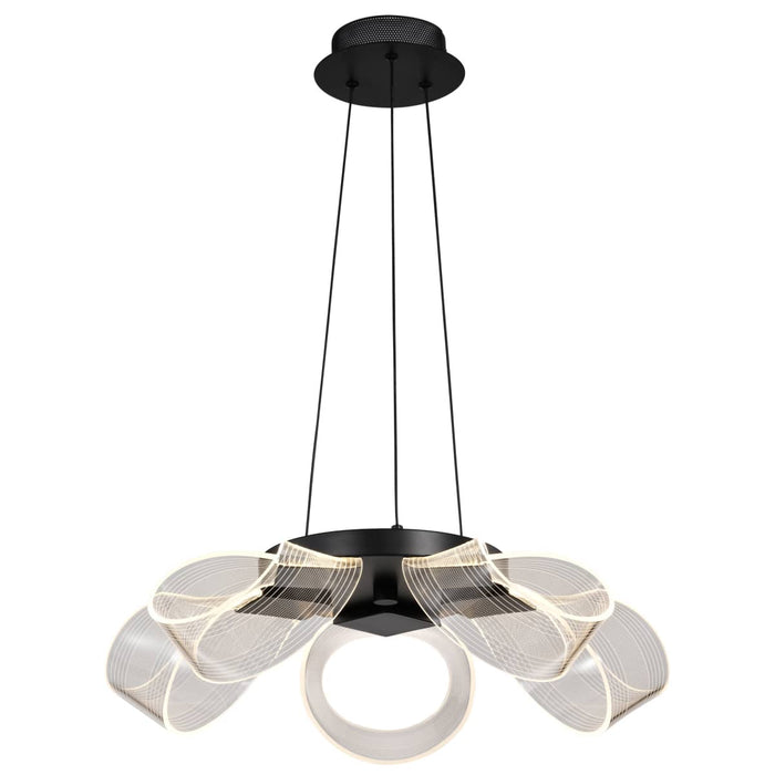 Chandelier Nuvo 62-2036 Barnett - 21 Inch LED 5 Light Chandelier - Matte Black - Silk Screened Acrylic Lens Nuvo