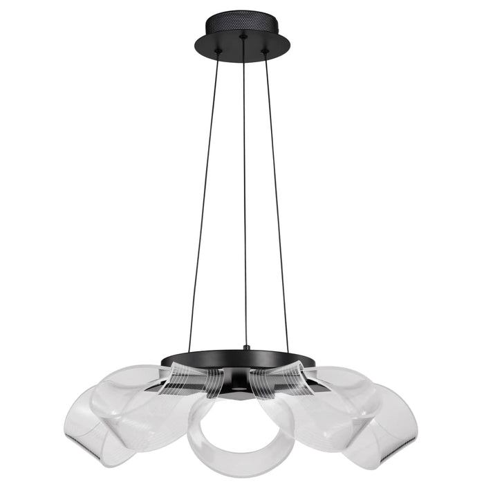 Chandelier Nuvo 62-2036 Barnett - 21 Inch LED 5 Light Chandelier - Matte Black - Silk Screened Acrylic Lens Nuvo