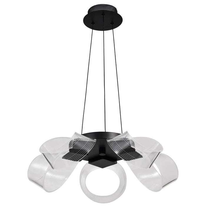 Chandelier Nuvo 62-2036 Barnett - 21 Inch LED 5 Light Chandelier - Matte Black - Silk Screened Acrylic Lens Nuvo