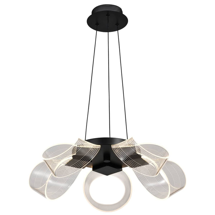Chandelier Nuvo 62-2036 Barnett - 21 Inch LED 5 Light Chandelier - Matte Black - Silk Screened Acrylic Lens Nuvo
