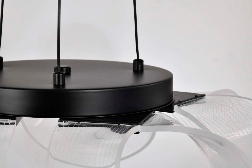 Chandelier Nuvo 62-2036 Barnett - 21 Inch LED 5 Light Chandelier - Matte Black - Silk Screened Acrylic Lens Nuvo