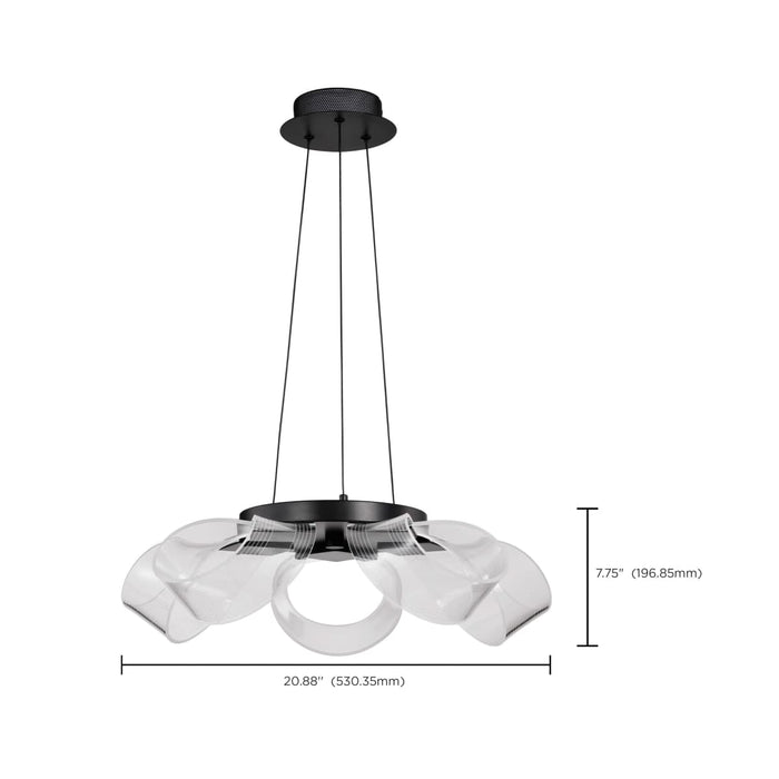 Chandelier Nuvo 62-2036 Barnett - 21 Inch LED 5 Light Chandelier - Matte Black - Silk Screened Acrylic Lens Nuvo