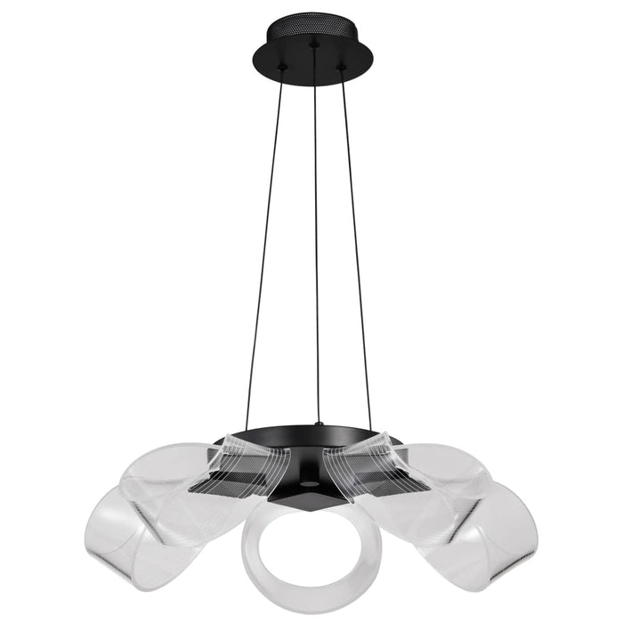 Chandelier Nuvo 62-2036 Barnett - 21 Inch LED 5 Light Chandelier - Matte Black - Silk Screened Acrylic Lens Nuvo