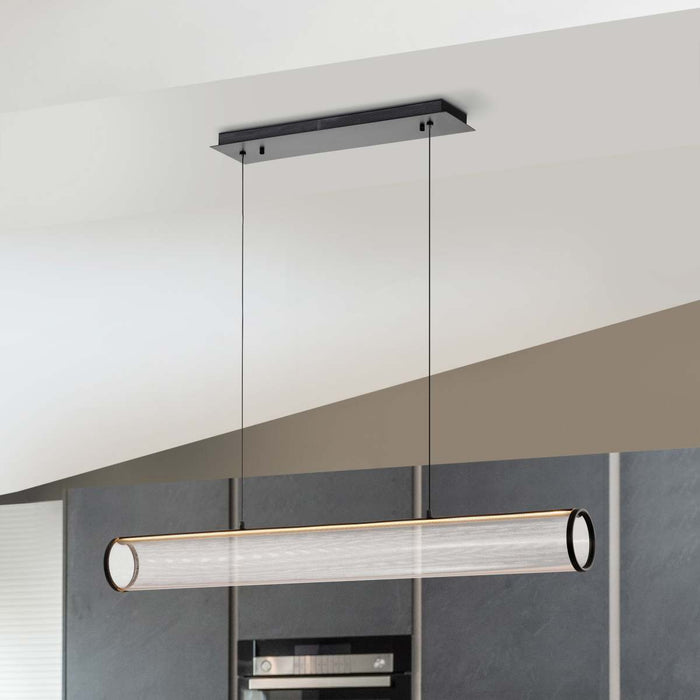 Island Pendant Nuvo 62-2041 Vale - 43 Inch LED Island Pendant - Matte Black - Silk Screened Acrylic Lens Nuvo