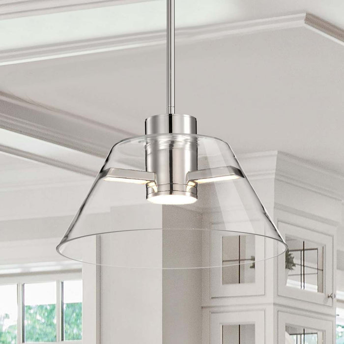 Pendant Nuvo 62-2051 Edmond - 14 Inch LED Pendant - Polished Nickel with Clear Glass - Polished Nickel Finish Nuvo