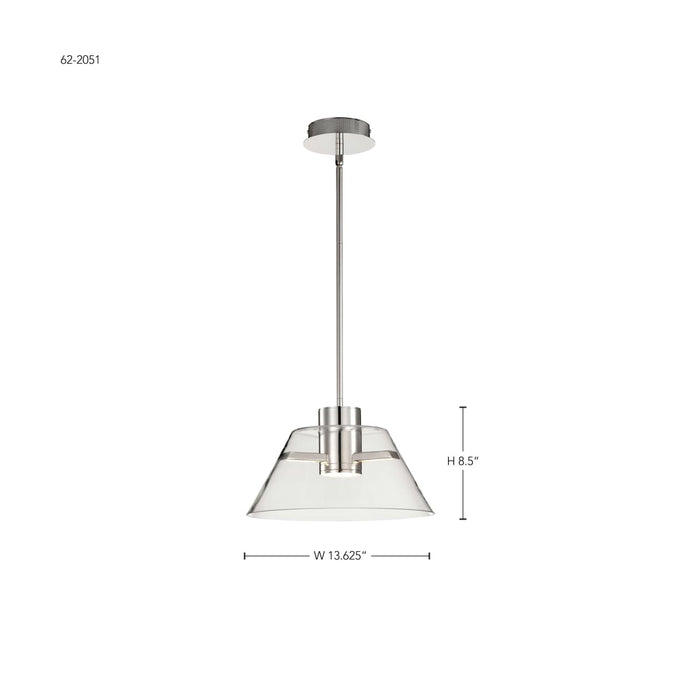 Pendant Nuvo 62-2051 Edmond - 14 Inch LED Pendant - Polished Nickel with Clear Glass - Polished Nickel Finish Nuvo