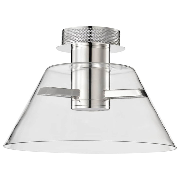 Semi Flush Nuvo 62-2053 Edmond - 14 Inch LED Semi Flush - Polished Nickel with Clear Glass - Polished Nickel Finish Nuvo