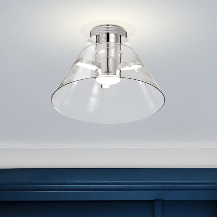 Semi Flush Nuvo 62-2053 Edmond - 14 Inch LED Semi Flush - Polished Nickel with Clear Glass - Polished Nickel Finish Nuvo