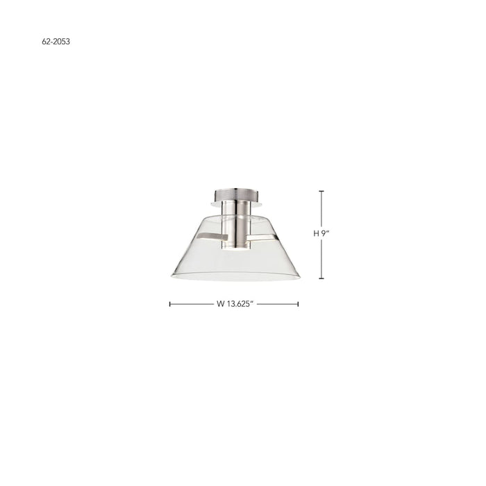 Semi Flush Nuvo 62-2053 Edmond - 14 Inch LED Semi Flush - Polished Nickel with Clear Glass - Polished Nickel Finish Nuvo