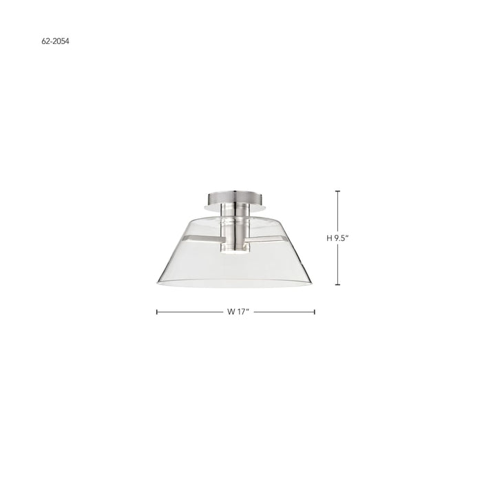 Semi Flush Nuvo 62-2054 Edmond - 17 Inch LED Semi Flush - Polished Nickel with Clear Glass - Polished Nickel Finish Nuvo