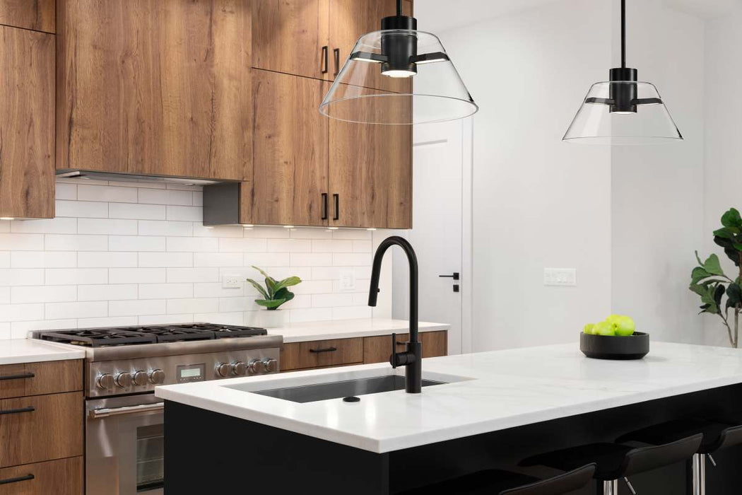 Pendant Nuvo 62-2061 Edmond - 14 Inch LED Pendant - Matte Black with Clear Glass Nuvo