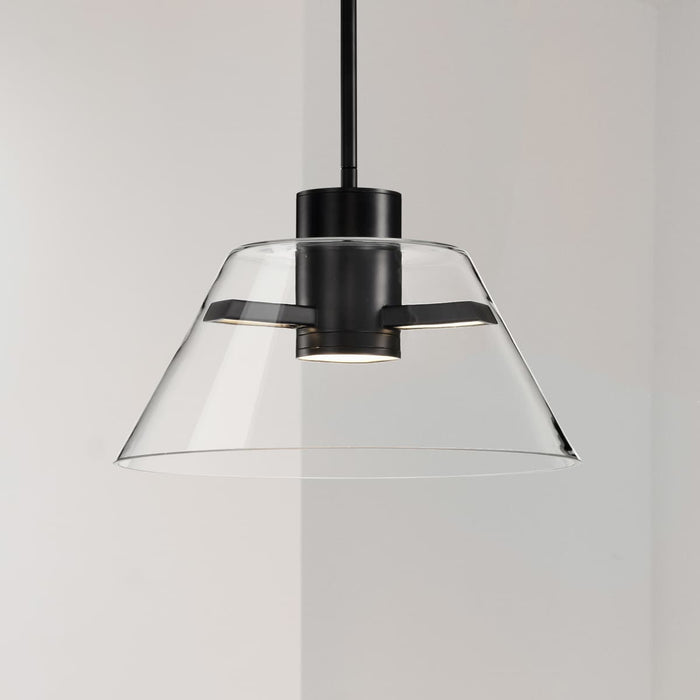 Pendant Nuvo 62-2061 Edmond - 14 Inch LED Pendant - Matte Black with Clear Glass Nuvo
