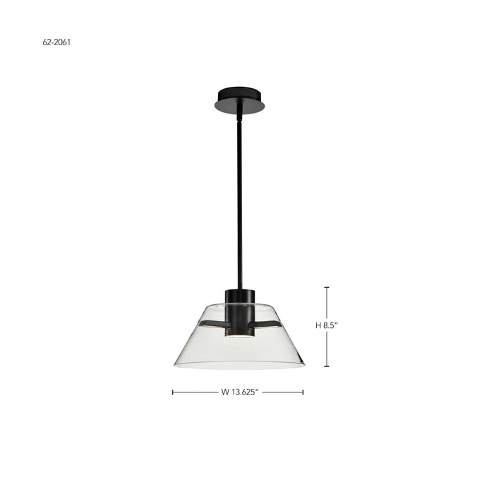 Pendant Nuvo 62-2061 Edmond - 14 Inch LED Pendant - Matte Black with Clear Glass Nuvo