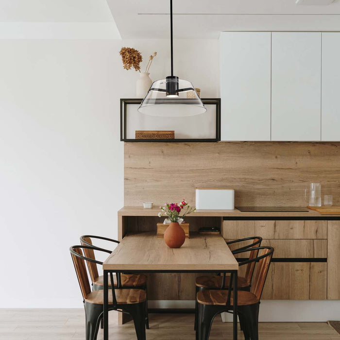 Pendant Nuvo 62-2062 Edmond - 17 Inch LED Pendant - Matte Black with Clear Glass Nuvo