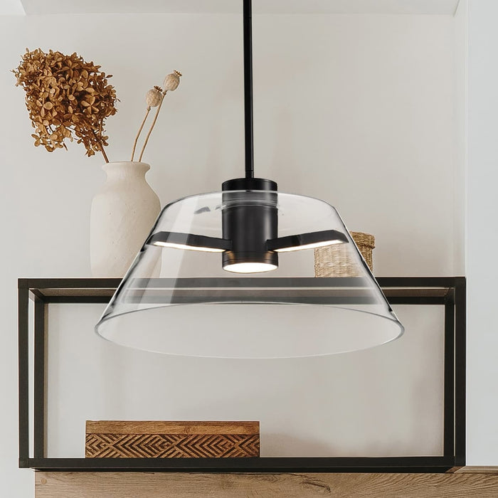 Pendant Nuvo 62-2062 Edmond - 17 Inch LED Pendant - Matte Black with Clear Glass Nuvo