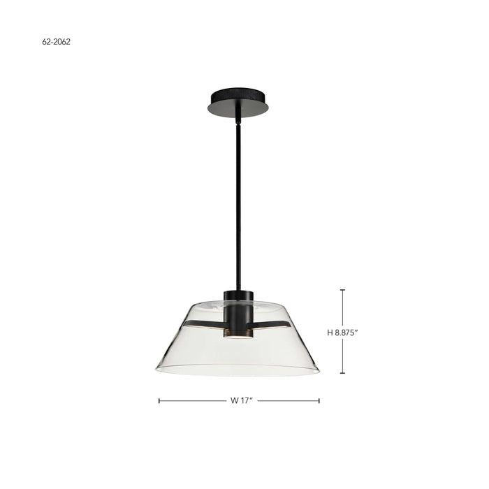 Pendant Nuvo 62-2062 Edmond - 17 Inch LED Pendant - Matte Black with Clear Glass Nuvo