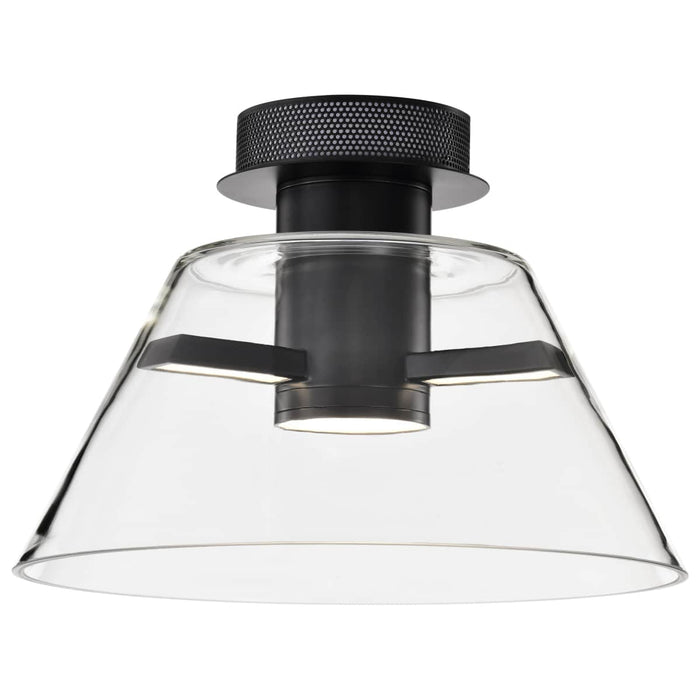 Semi Flush Nuvo 62-2063 Edmond - 14 Inch LED Semi Flush - Matte Black with Clear Glass Nuvo