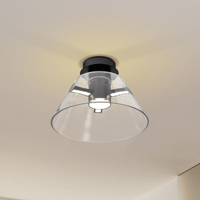 Semi Flush Nuvo 62-2063 Edmond - 14 Inch LED Semi Flush - Matte Black with Clear Glass Nuvo