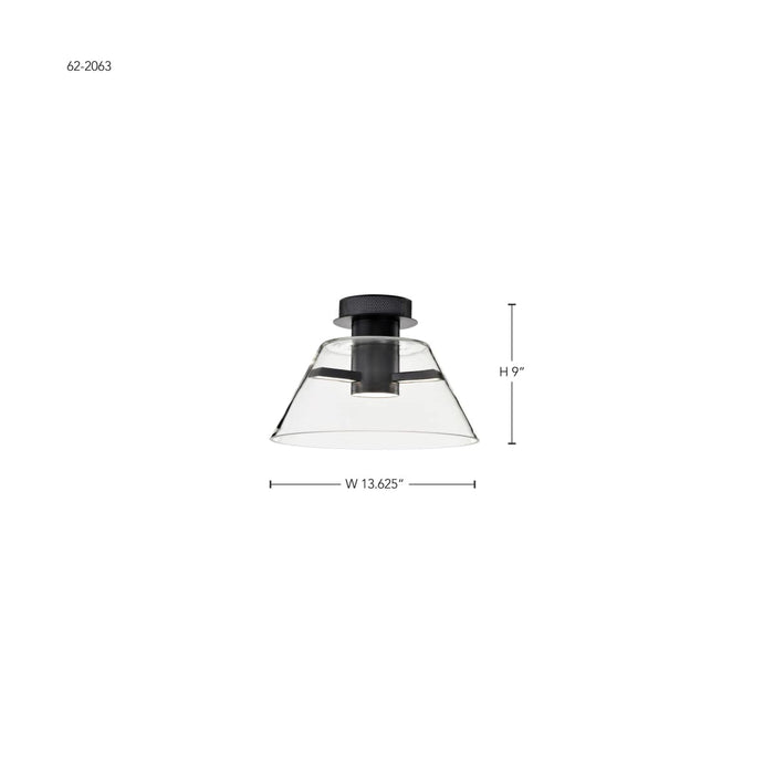 Semi Flush Nuvo 62-2063 Edmond - 14 Inch LED Semi Flush - Matte Black with Clear Glass Nuvo