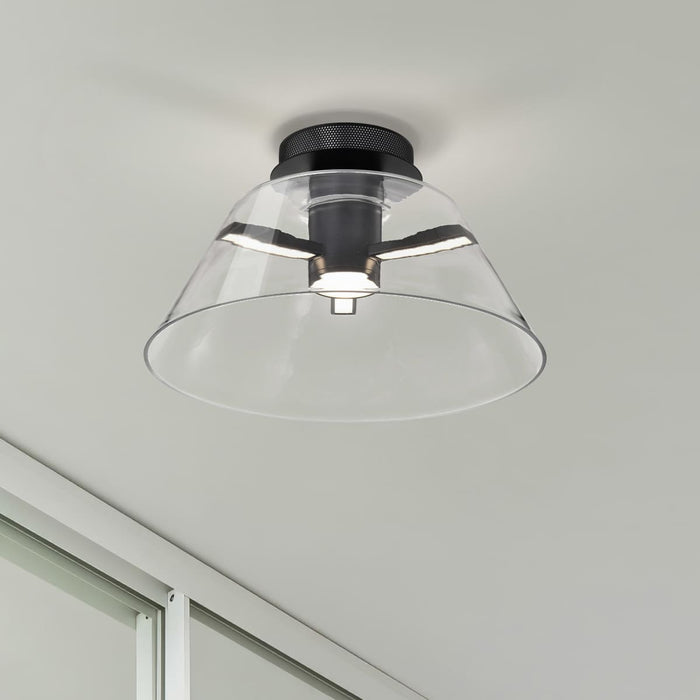 Semi Flush Nuvo 62-2064 Edmond - 17 Inch LED Semi Flush - Matte Black with Clear Glass Nuvo