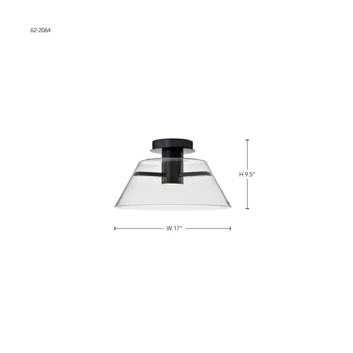Semi Flush Nuvo 62-2064 Edmond - 17 Inch LED Semi Flush - Matte Black with Clear Glass Nuvo