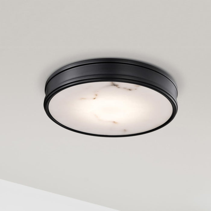 Flush Mount Nuvo 62-2101 Kendall - 14 Inch LED Flush Mount - Matte Black with Alabaster Glass Nuvo