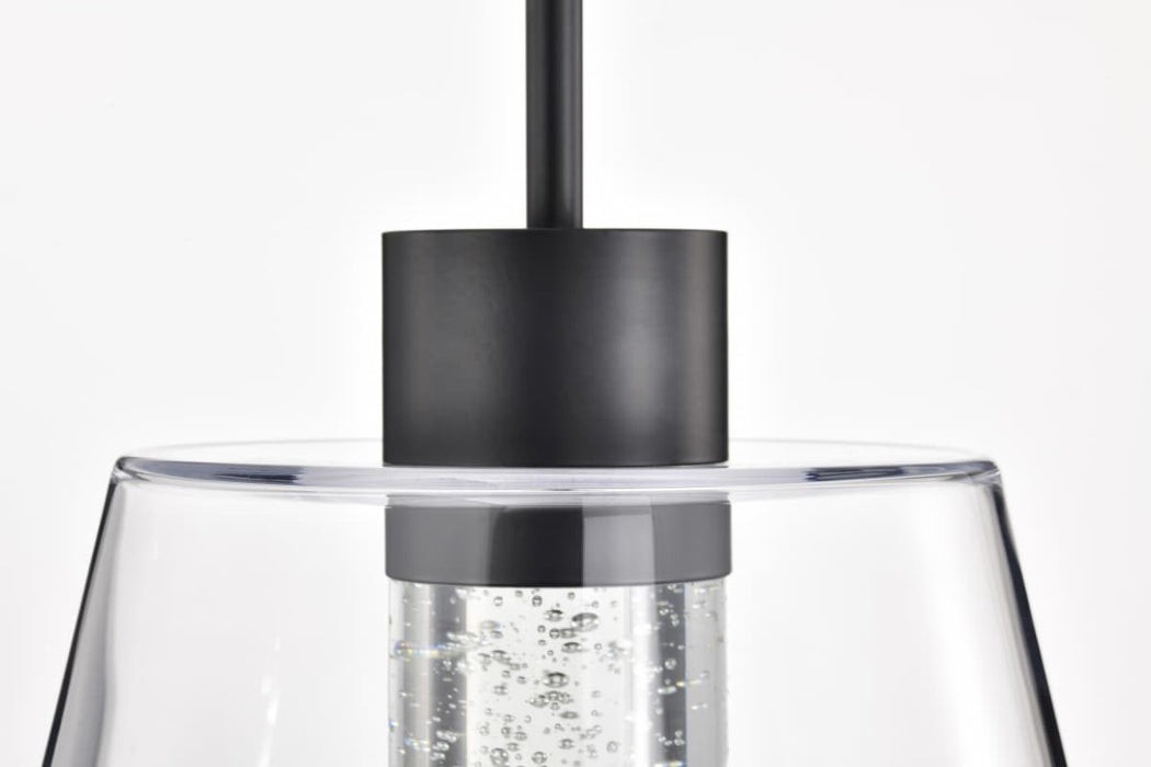 Pendant Nuvo 62-2172 Aura - 12 Inch LED Pendant - Matte Black - K9 Bubble Crystal - 3000K CCT Nuvo
