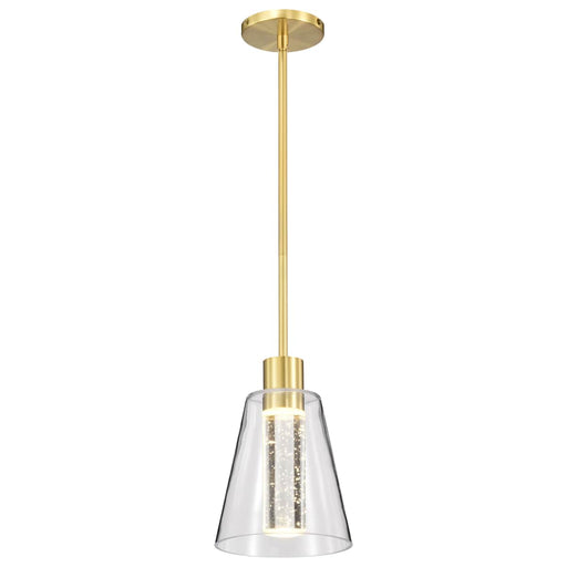 Pendant Nuvo 62-2181 Aura - 7 Inch LED Pendant - Brushed Brass - K9 Bubble Crystal - 3000K CCT Nuvo