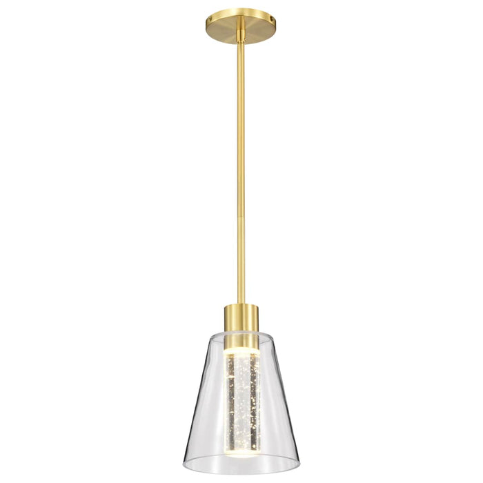 Pendant Nuvo 62-2181 Aura - 7 Inch LED Pendant - Brushed Brass - K9 Bubble Crystal - 3000K CCT Nuvo