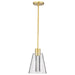 Pendant Nuvo 62-2181 Aura - 7 Inch LED Pendant - Brushed Brass - K9 Bubble Crystal - 3000K CCT Nuvo