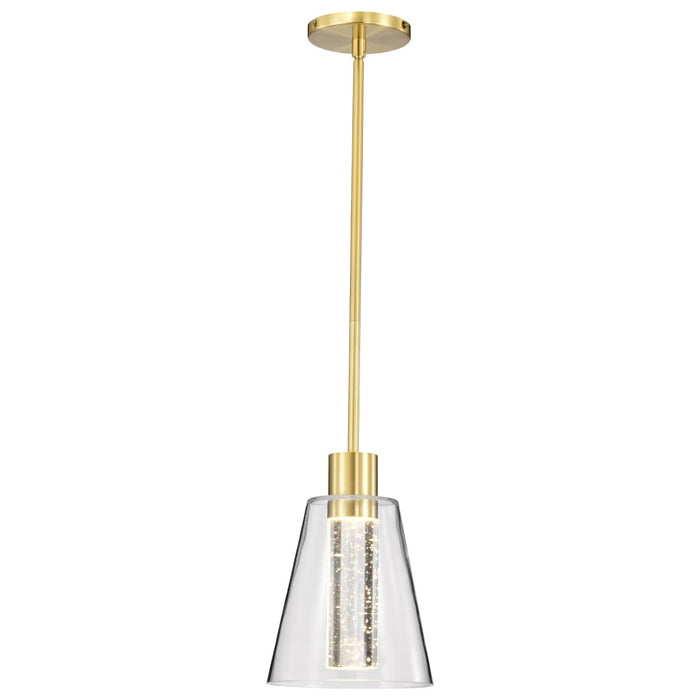 Pendant Nuvo 62-2181 Aura - 7 Inch LED Pendant - Brushed Brass - K9 Bubble Crystal - 3000K CCT Nuvo
