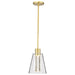 Pendant Nuvo 62-2181 Aura - 7 Inch LED Pendant - Brushed Brass - K9 Bubble Crystal - 3000K CCT Nuvo