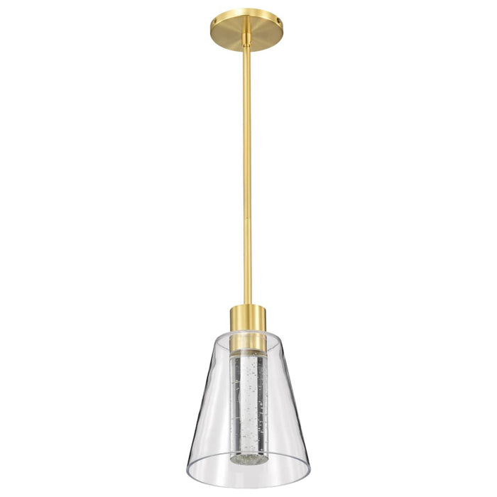 Pendant Nuvo 62-2181 Aura - 7 Inch LED Pendant - Brushed Brass - K9 Bubble Crystal - 3000K CCT Nuvo
