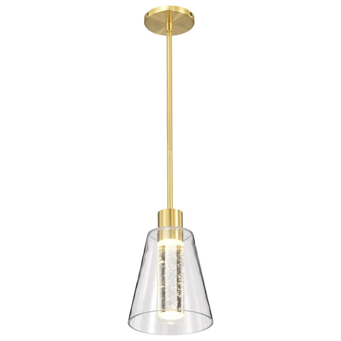 Pendant Nuvo 62-2181 Aura - 7 Inch LED Pendant - Brushed Brass - K9 Bubble Crystal - 3000K CCT Nuvo