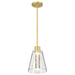 Pendant Nuvo 62-2181 Aura - 7 Inch LED Pendant - Brushed Brass - K9 Bubble Crystal - 3000K CCT Nuvo