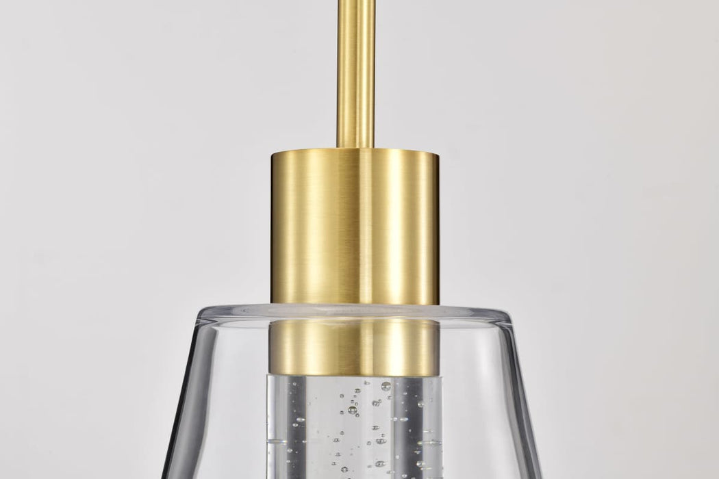 Pendant Nuvo 62-2181 Aura - 7 Inch LED Pendant - Brushed Brass - K9 Bubble Crystal - 3000K CCT Nuvo