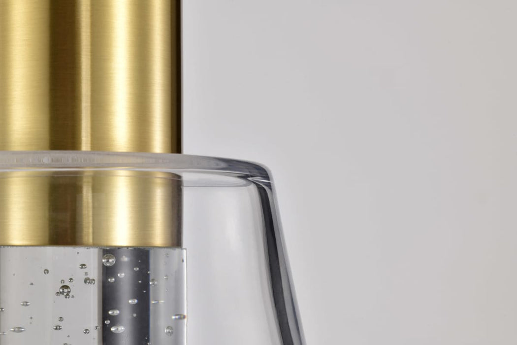 Pendant Nuvo 62-2181 Aura - 7 Inch LED Pendant - Brushed Brass - K9 Bubble Crystal - 3000K CCT Nuvo