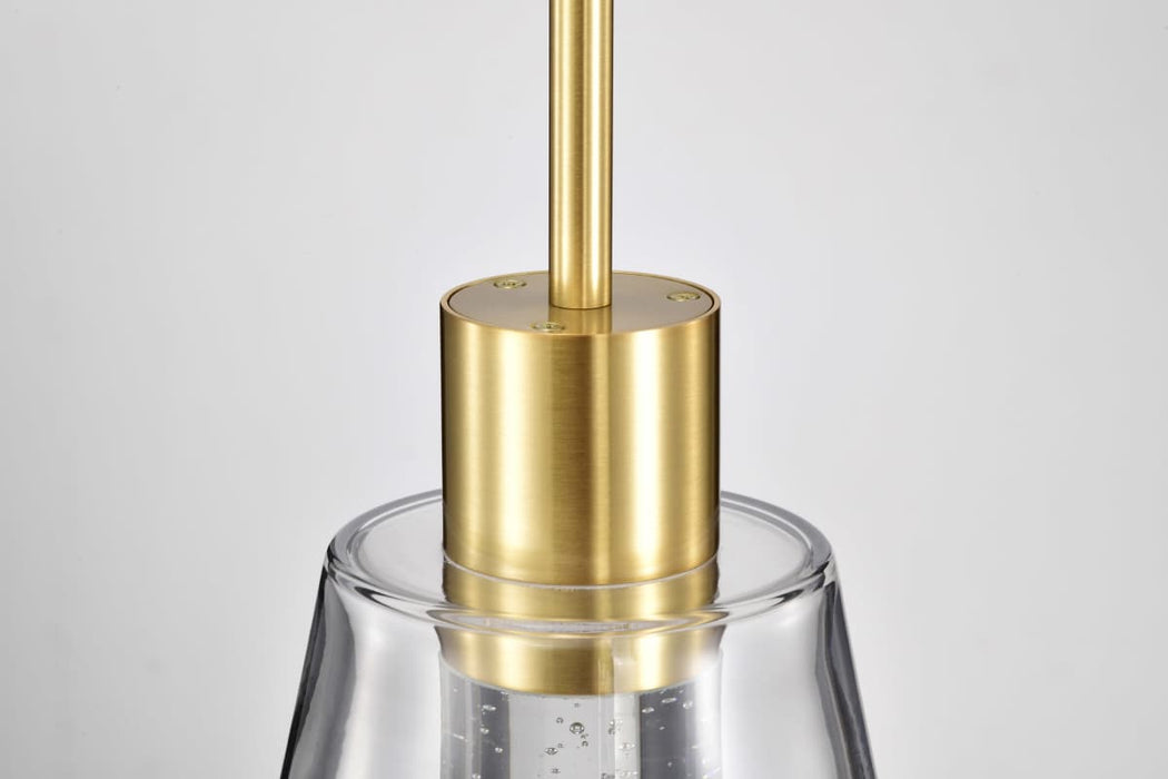 Pendant Nuvo 62-2181 Aura - 7 Inch LED Pendant - Brushed Brass - K9 Bubble Crystal - 3000K CCT Nuvo
