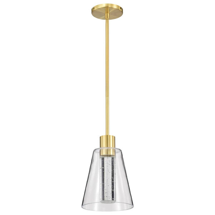 Pendant Nuvo 62-2181 Aura - 7 Inch LED Pendant - Brushed Brass - K9 Bubble Crystal - 3000K CCT Nuvo