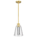 Pendant Nuvo 62-2181 Aura - 7 Inch LED Pendant - Brushed Brass - K9 Bubble Crystal - 3000K CCT Nuvo
