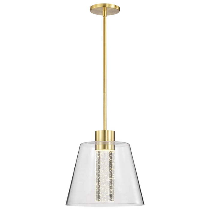 Pendant Nuvo 62-2182 Aura - 12 Inch LED Pendant - Brushed Brass - K9 Bubble Crystal - 3000K CCT Nuvo