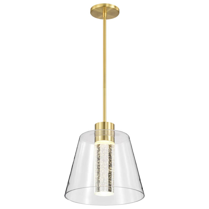 Pendant Nuvo 62-2182 Aura - 12 Inch LED Pendant - Brushed Brass - K9 Bubble Crystal - 3000K CCT Nuvo