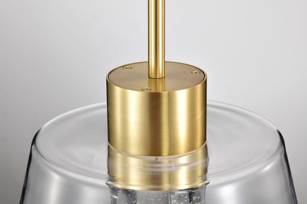 Pendant Nuvo 62-2182 Aura - 12 Inch LED Pendant - Brushed Brass - K9 Bubble Crystal - 3000K CCT Nuvo