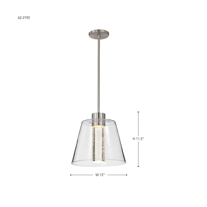 Pendant Nuvo 62-2192 Aura - 12 Inch LED Pendant - Brushed Nickel - K9 Bubble Crystal - 3000K CCT Nuvo
