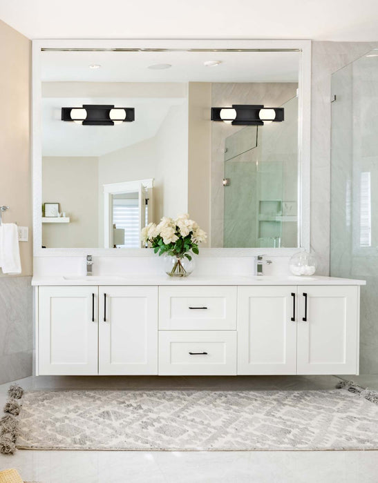 Vanity Nuvo 62-2242 Jenkins - 16 Inch 2 Light LED Vanity - Matte Black with Frosted Glass Nuvo