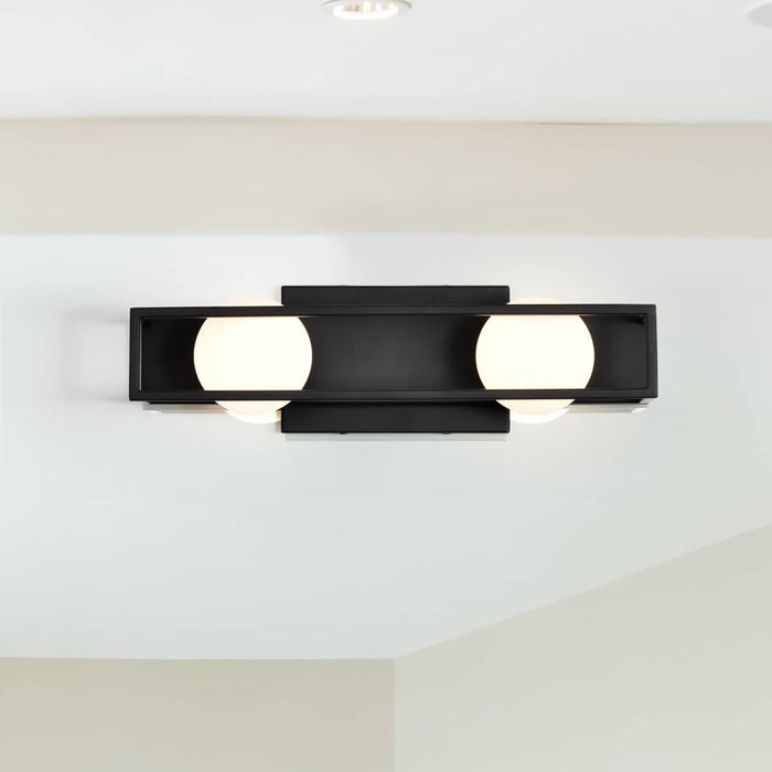 Vanity Nuvo 62-2242 Jenkins - 16 Inch 2 Light LED Vanity - Matte Black with Frosted Glass Nuvo