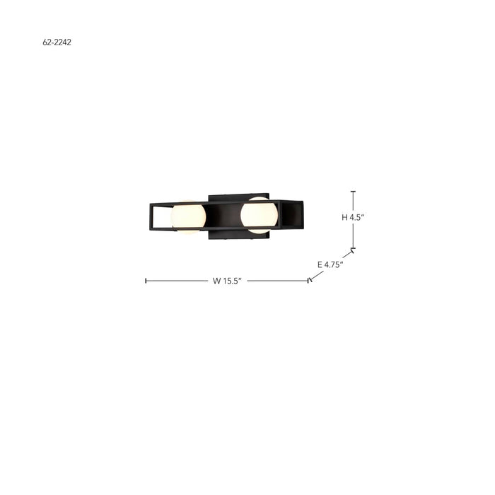 Vanity Nuvo 62-2242 Jenkins - 16 Inch 2 Light LED Vanity - Matte Black with Frosted Glass Nuvo