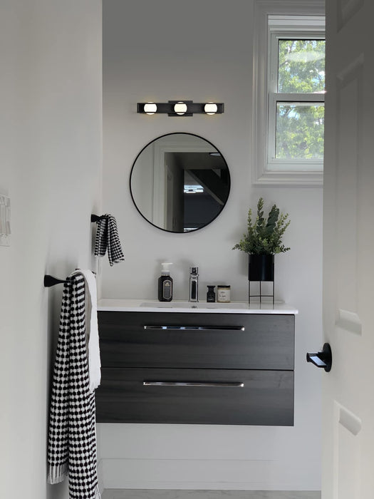 Vanity Nuvo 62-2243 Jenkins - 24 Inch 3 Light LED Vanity - Matte Black with Frosted Glass Nuvo